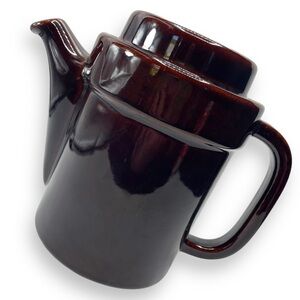 Pfaltzgraff Vintage Gourmet Brown Stoneware Glaze Coffee Tea Pot w/ Lid 8" Tall